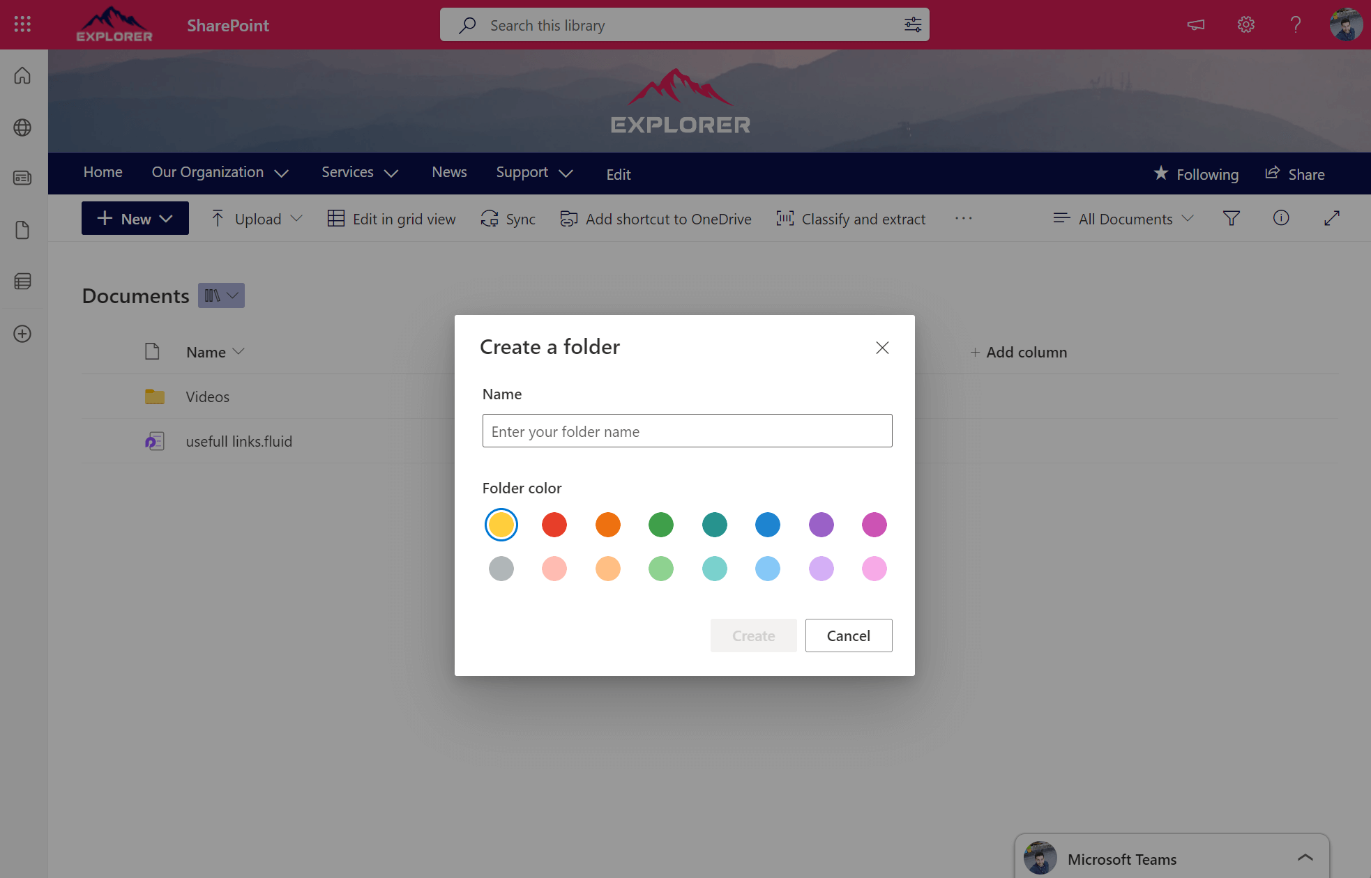 SharePoint colored folders